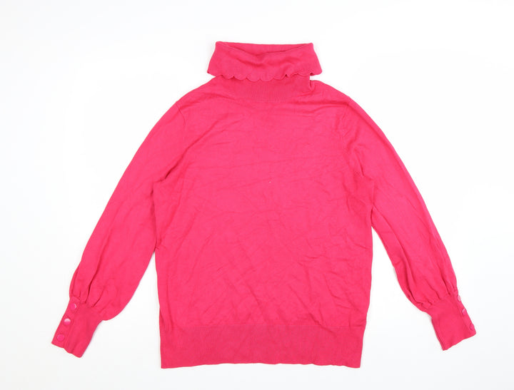 Monsoon Women Pink Roll Neck Puff Sleeve Pullover Jumper M