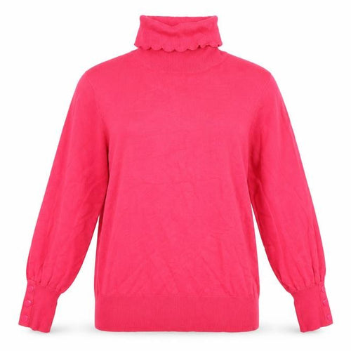 Monsoon Women Pink Roll Neck Puff Sleeve Pullover Jumper M