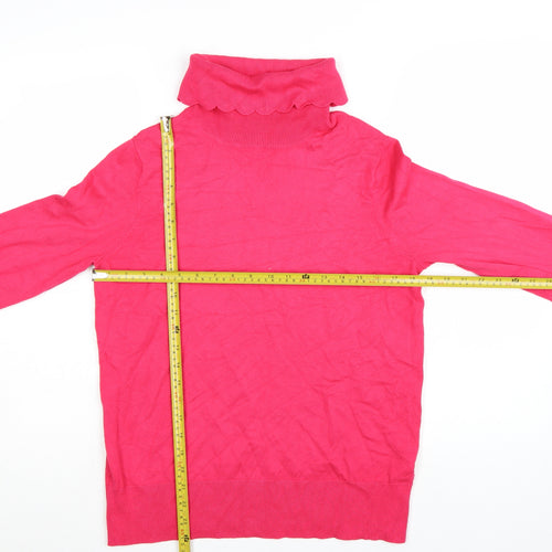 Monsoon Women Pink Roll Neck Puff Sleeve Pullover Jumper M