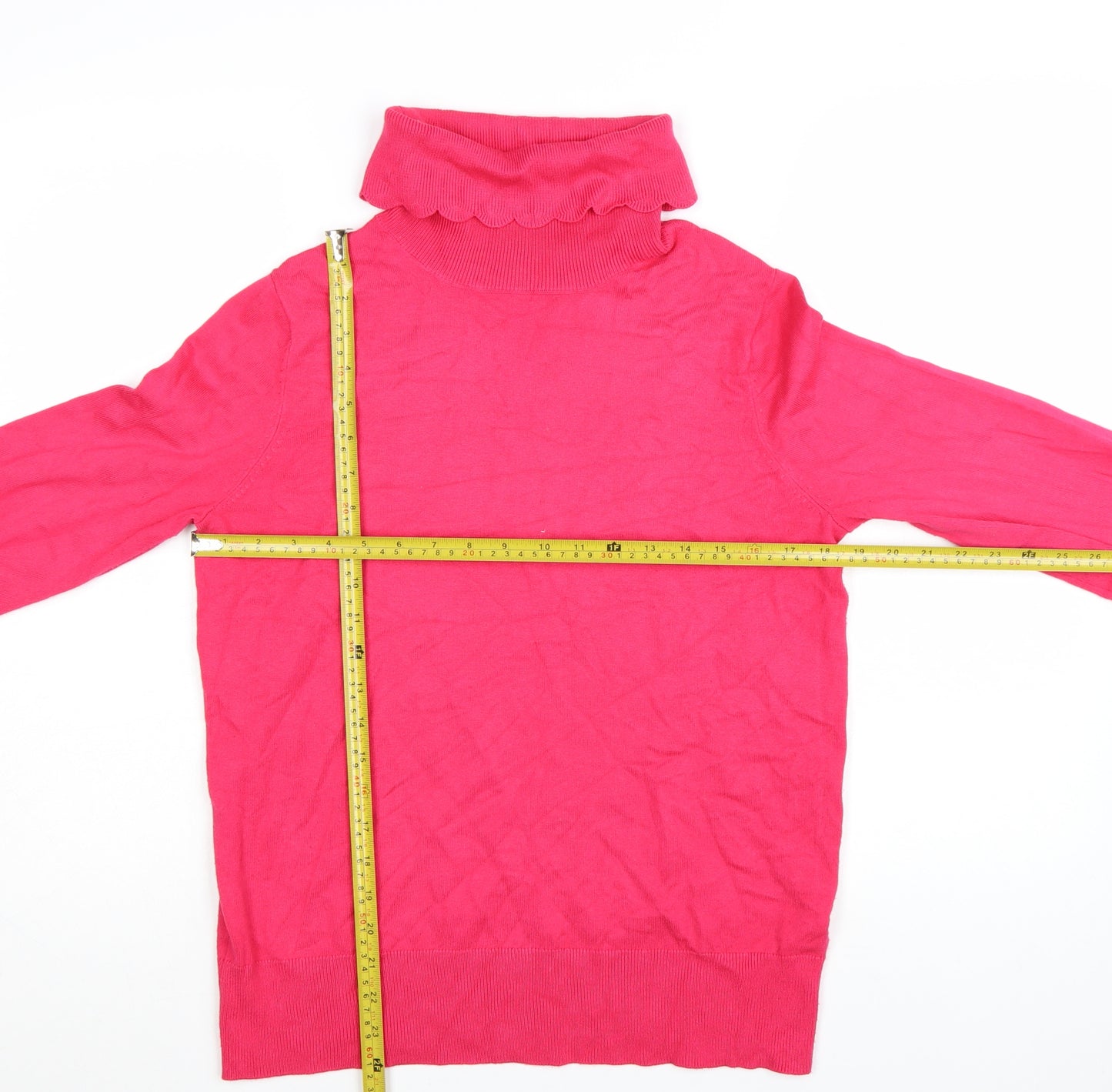 Monsoon Women Pink Roll Neck Puff Sleeve Pullover Jumper M
