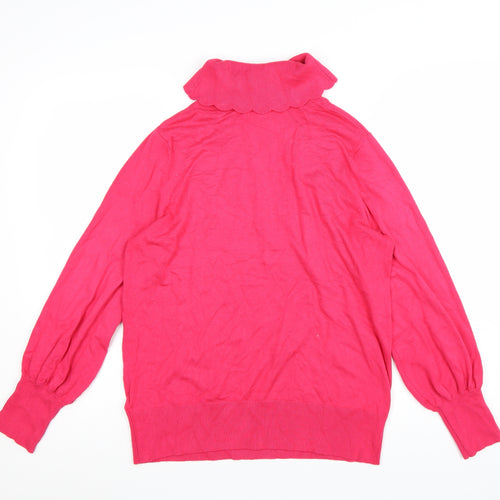 Monsoon Women Pink Roll Neck Puff Sleeve Pullover Jumper M