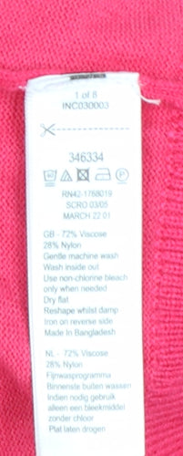Monsoon Women Pink Roll Neck Puff Sleeve Pullover Jumper M