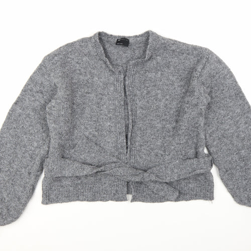 ASOS Design Women Grey Belted Cardigan Wool Blend Size M 12-14