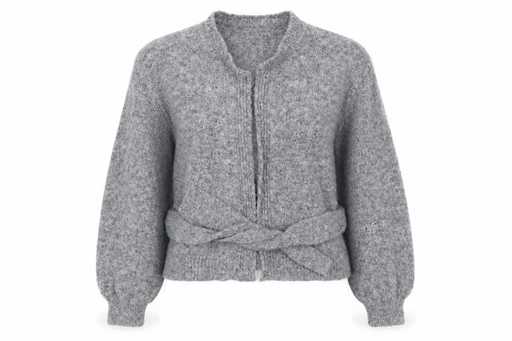 ASOS Design Women Grey Belted Cardigan Wool Blend Size M 12-14