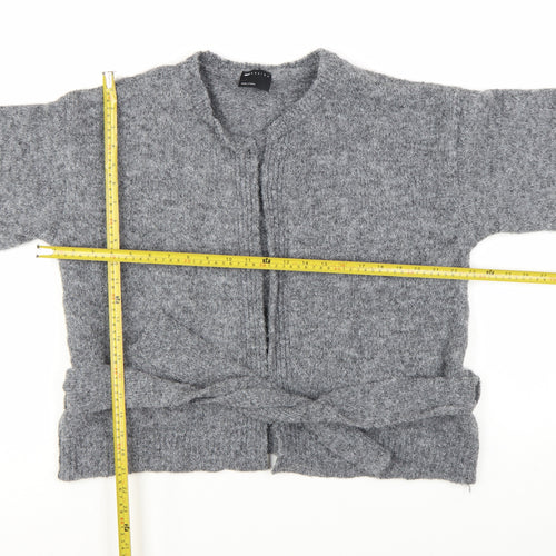ASOS Design Women Grey Belted Cardigan Wool Blend Size M 12-14