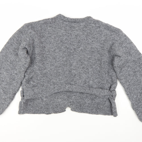 ASOS Design Women Grey Belted Cardigan Wool Blend Size M 12-14