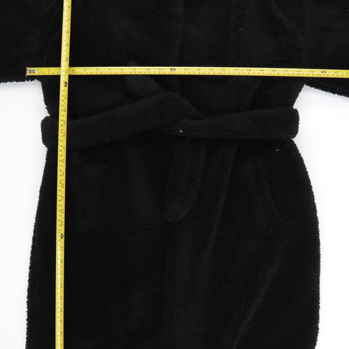 Boohoo Women Black Belted Teddy Overcoat Size 8 Winter Wear