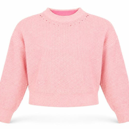 Topshop Women's Pink Mock Neck Chunky Knit Jumper Size S