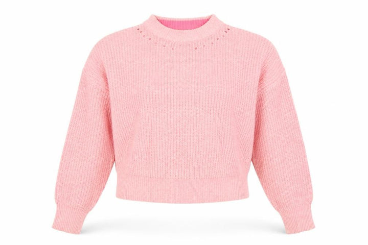 Topshop Women's Pink Mock Neck Chunky Knit Jumper Size S