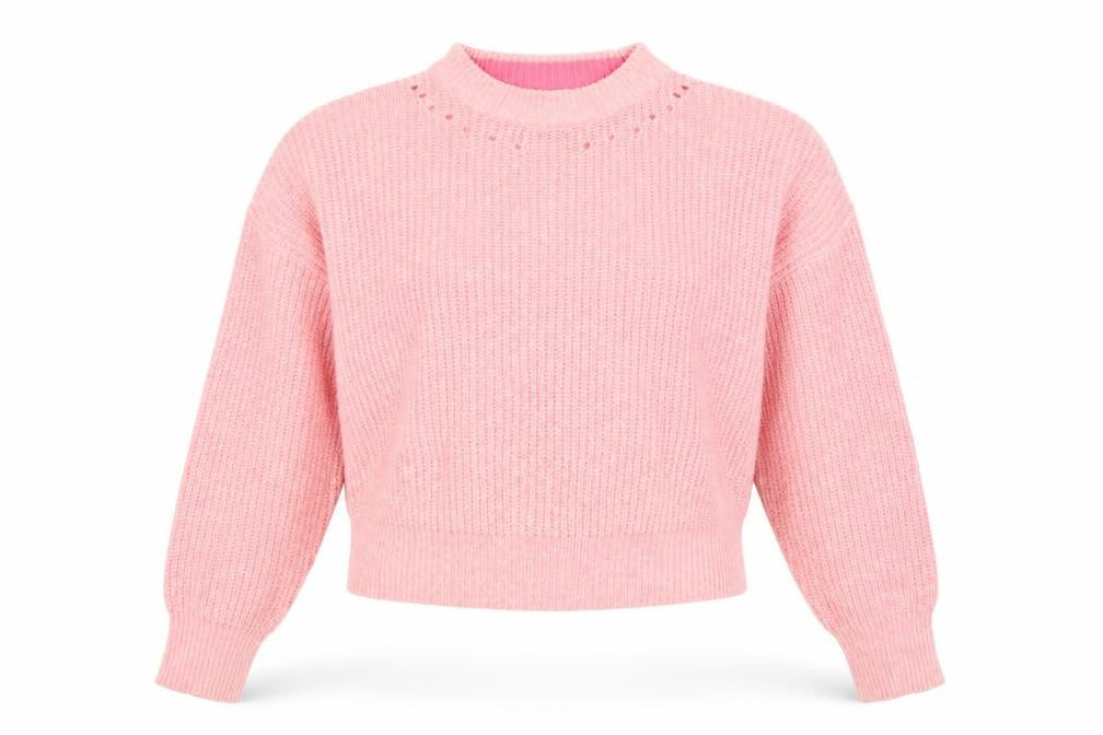 Topshop Women's Pink Mock Neck Chunky Knit Jumper Size S