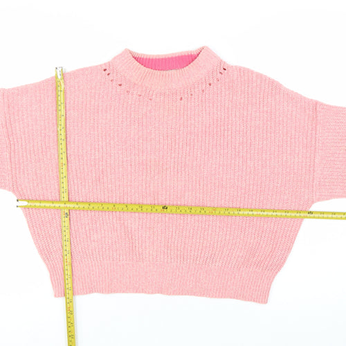 Topshop Women's Pink Mock Neck Chunky Knit Jumper Size S