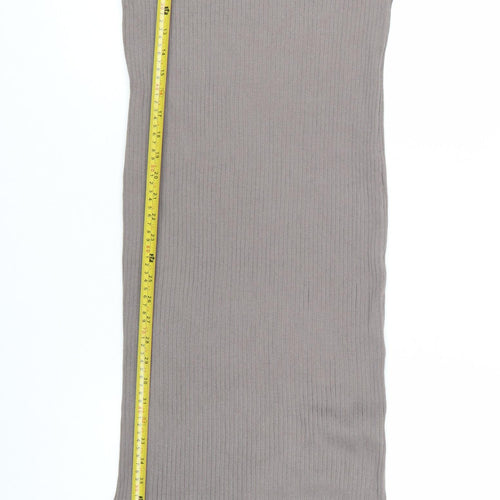 New Look Women Brown Midi Ribbed Knit Bodycon Dress Size 14
