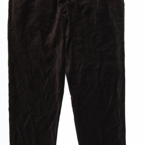 Zara Women Brown Velvet Straight Leg Trousers Size 14