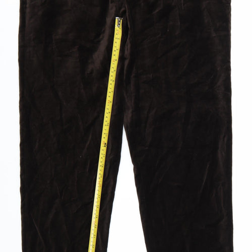 Zara Women Brown Velvet Straight Leg Trousers Size 14