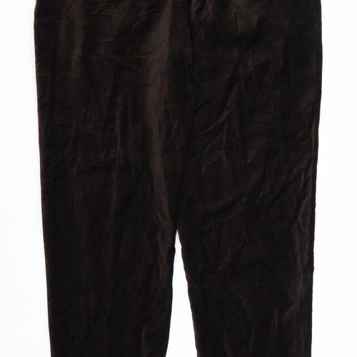 Zara Women Brown Velvet Straight Leg Trousers Size 14