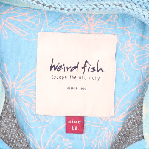 Weird Fish Women's Blue Full Zip Hoodie Size 16 Cotton Blend