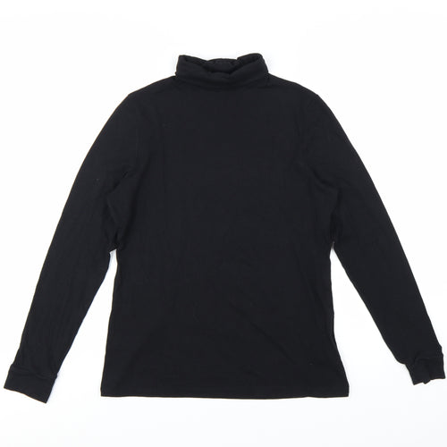 Marks and Spencer Autograph Women’s Black Roll Neck Cotton Long Sleeve Top Size 14