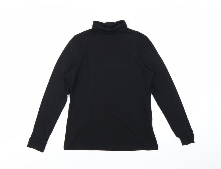 Marks and Spencer Autograph Women’s Black Roll Neck Cotton Long Sleeve Top Size 14