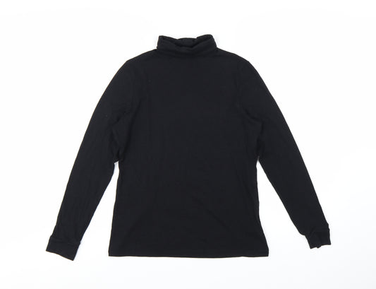 Marks and Spencer Autograph Women’s Black Roll Neck Cotton Long Sleeve Top Size 14