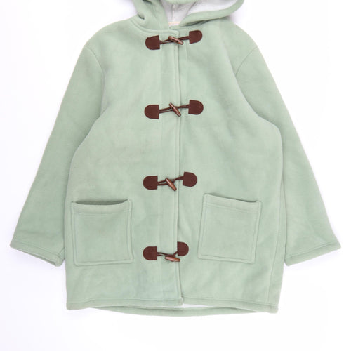 Marisota Women Green Hooded Duffle Coat Size 12 Polyester Fleece