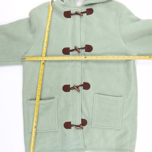 Marisota Women Green Hooded Duffle Coat Size 12 Polyester Fleece