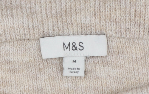 Marks and Spencer Women's Beige Cowl Neck Jumper Size M Long Sleeve