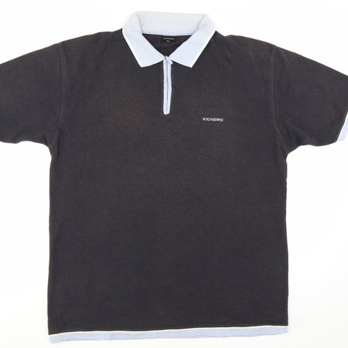 Kickers Men Black XL Short Sleeve Collared Cotton Polo Shirt