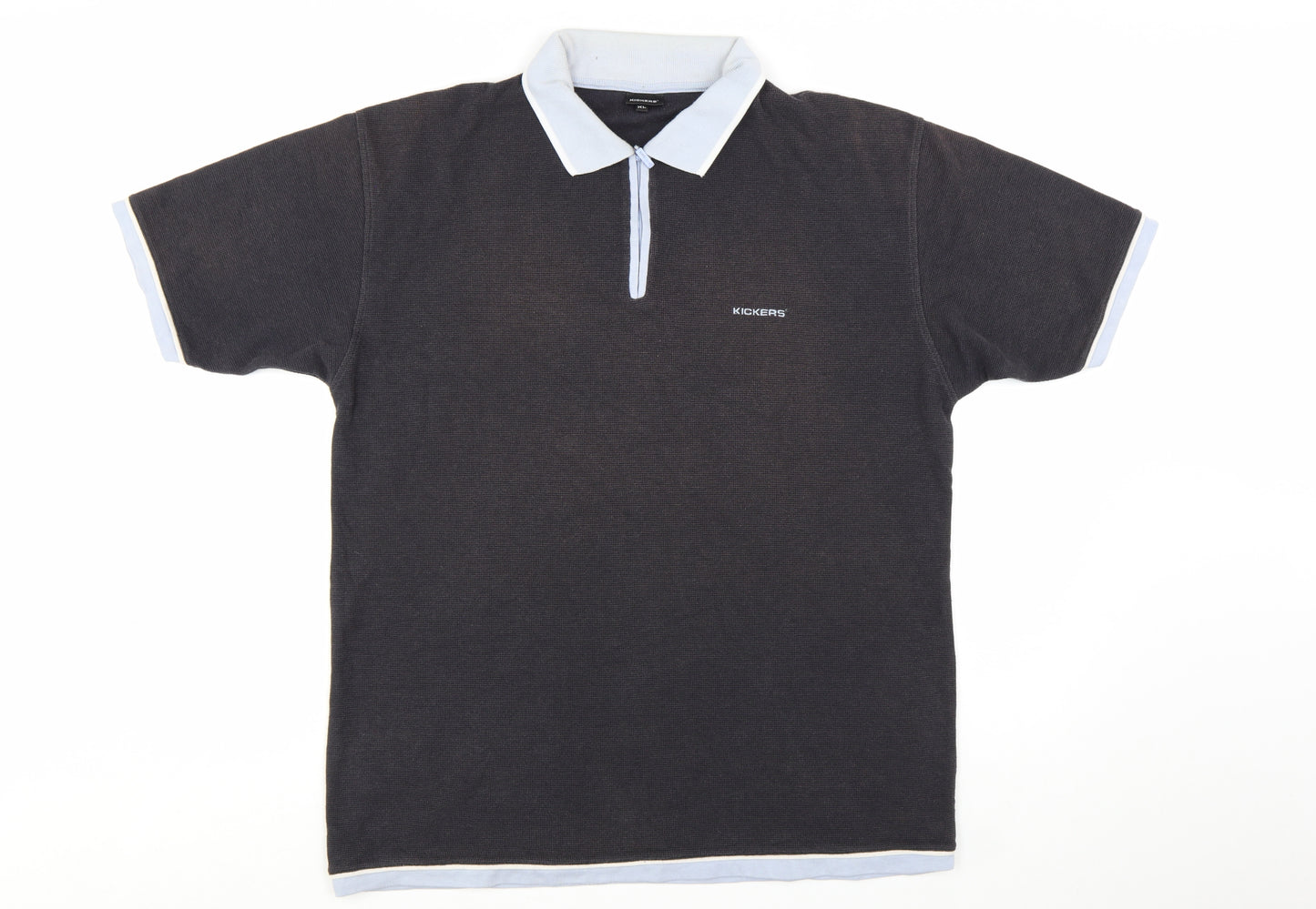 Kickers Men Black XL Short Sleeve Collared Cotton Polo Shirt