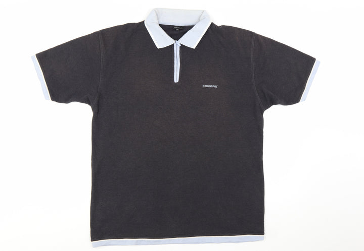 Kickers Men Black XL Short Sleeve Collared Cotton Polo Shirt