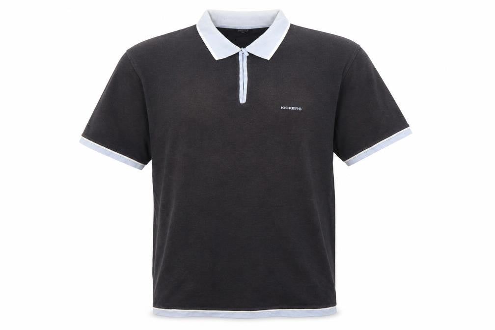 Front view of Kickers Men Black XL Short Sleeve Collared Cotton Polo Shirt