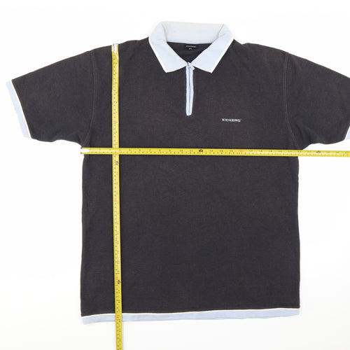 Kickers Men Black XL Short Sleeve Collared Cotton Polo Shirt