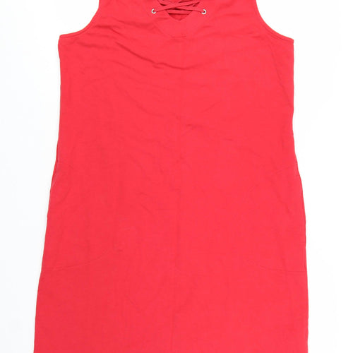 d&co Active Women Red Sleeveless Shift Dress Size L
