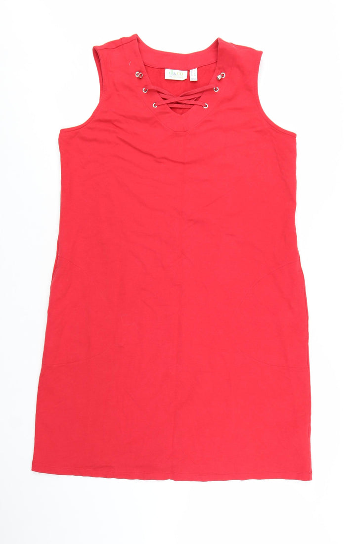 d&co Active Women Red Sleeveless Shift Dress Size L