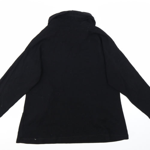 Masai Women Black Cotton Tunic Top XL Long Sleeve Cowl Neck Zip Detail