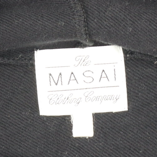 Masai Women Black Cotton Tunic Top XL Long Sleeve Cowl Neck Zip Detail