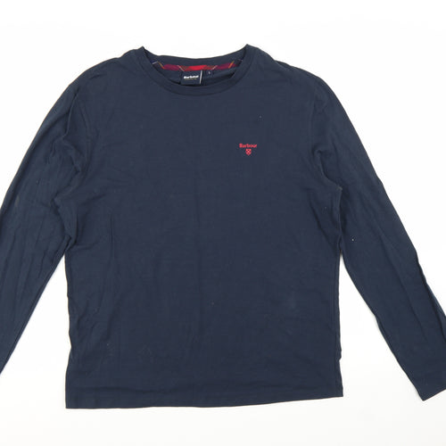 Barbour Men's Blue Long Sleeve Crew Neck Jersey T-Shirt L
