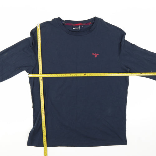 Barbour Men's Blue Long Sleeve Crew Neck Jersey T-Shirt L