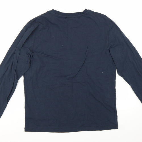 Barbour Men's Blue Long Sleeve Crew Neck Jersey T-Shirt L