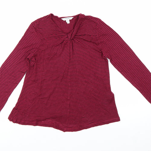 L.K. Bennett Women’s Pink Striped Wool Blend Long Sleeve T-Shirt Size S