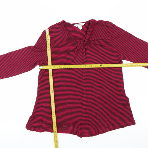 L.K. Bennett Women’s Pink Striped Wool Blend Long Sleeve T-Shirt Size S