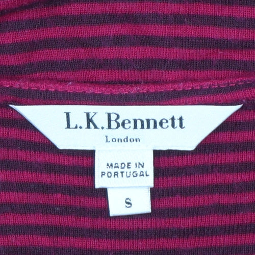 L.K. Bennett Women’s Pink Striped Wool Blend Long Sleeve T-Shirt Size S