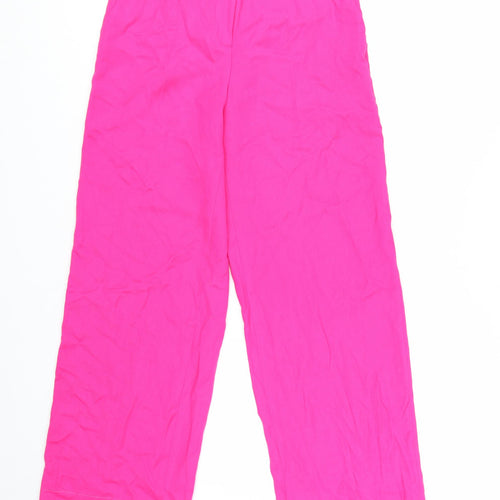 Uterque Women’s Pink Wide-Leg High Rise Trousers XS