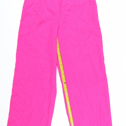 Uterque Women’s Pink Wide-Leg High Rise Trousers XS