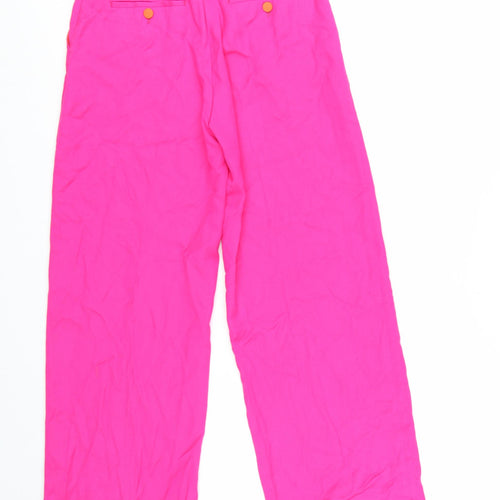 Uterque Women’s Pink Wide-Leg High Rise Trousers XS