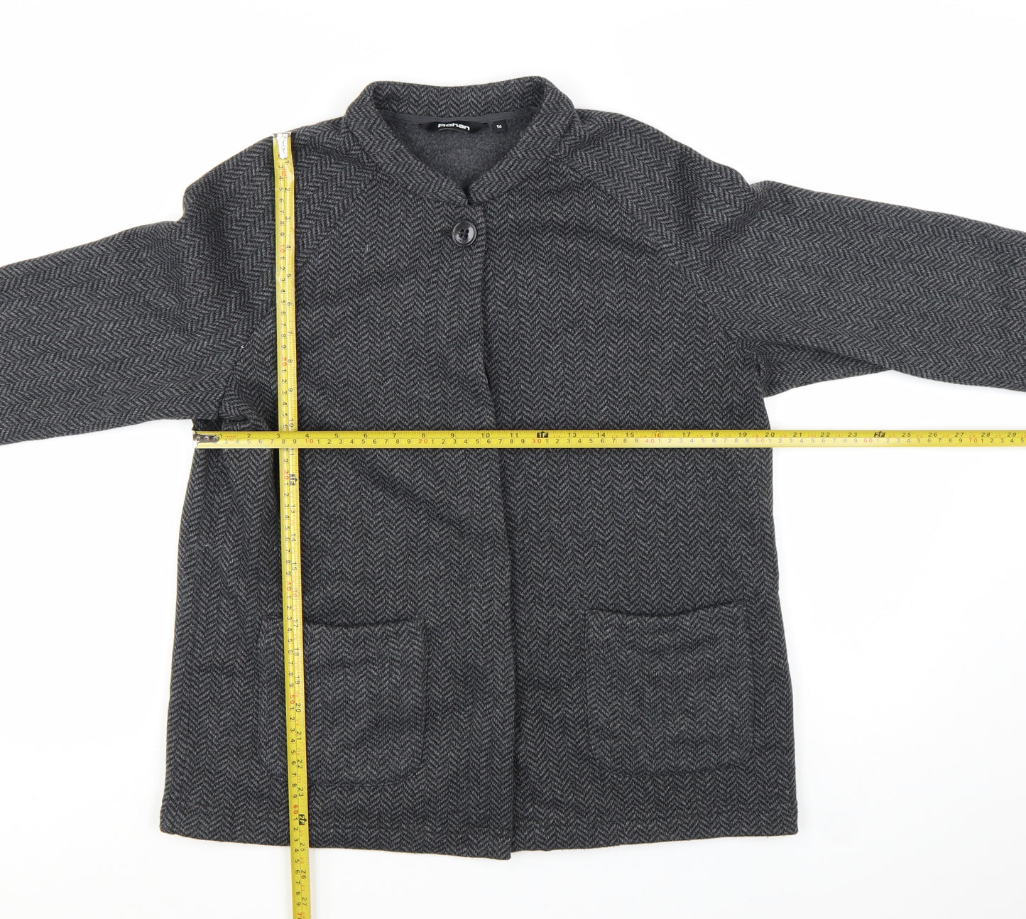 Rohan Womens Grey Herringbone Mid-Length Jacket Size 14