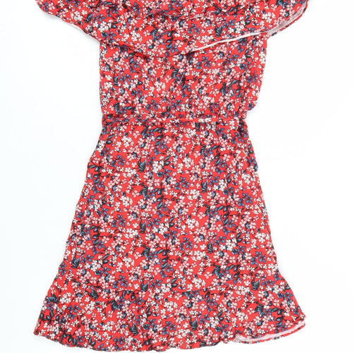 Oasis Women Red Floral Off Shoulder Skater Dress Size 10