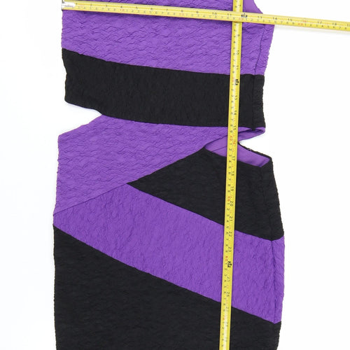 Jane Norman Women’s Purple Black One Shoulder Bodycon Dress Size 12