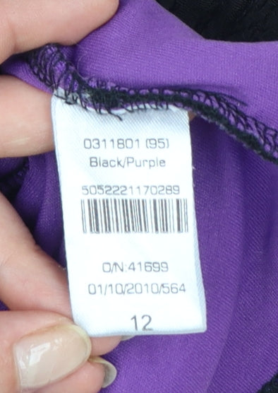 Jane Norman Women’s Purple Black One Shoulder Bodycon Dress Size 12