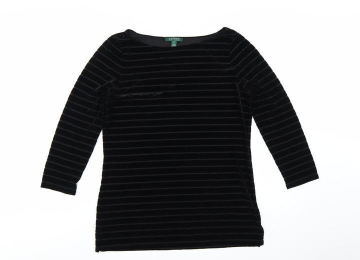 Ralph Lauren Women Black Velvet Striped Tunic Top XL