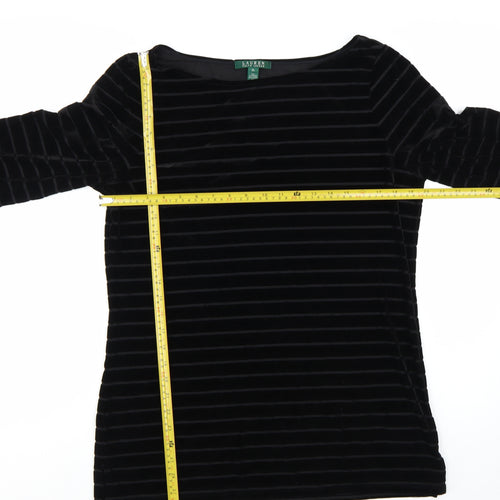 Ralph Lauren Women Black Velvet Striped Tunic Top XL